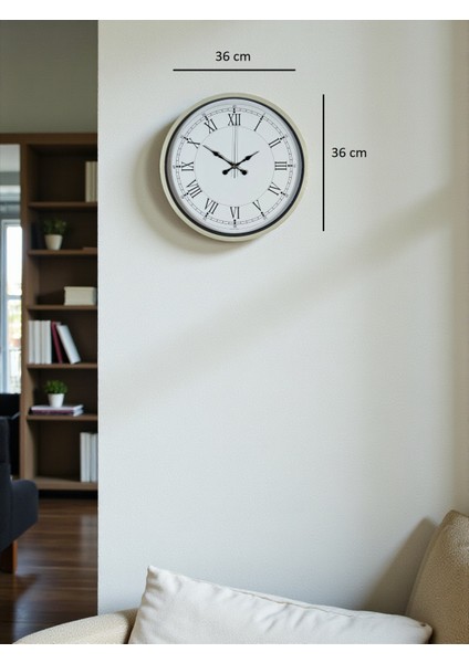 36 cm Dekoratif Krem Duvar Saati fırsatları