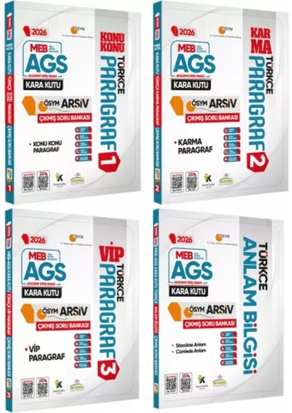 2026 Meb-Ags Türkçe Kara Kutusu Ösym Çıkmış Soru Bankası 4lü Set Konu Özetli Dijital Çözümlü