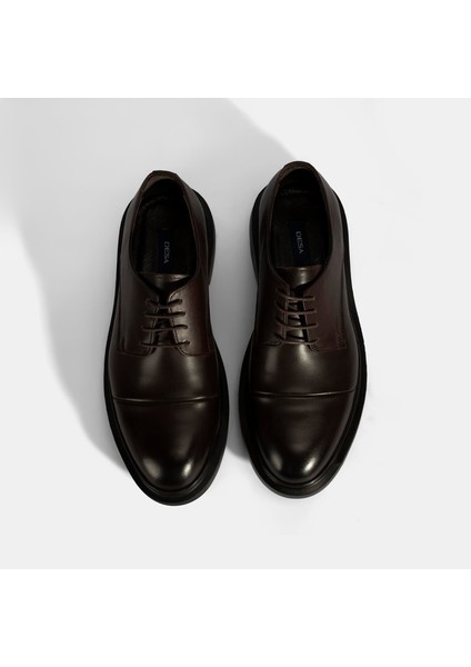 Erkek Kahve Bağcıklı Deri Klasik Ayakkabı