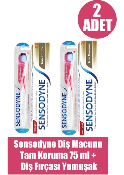 Diş Macunu Tam Koruma 75 ml + Diş Fırçası Yumuşak 2 Adet