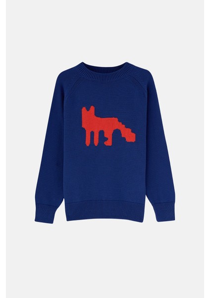 Kızıl Tilki Triko Crew Neck Sweater - Lacivert