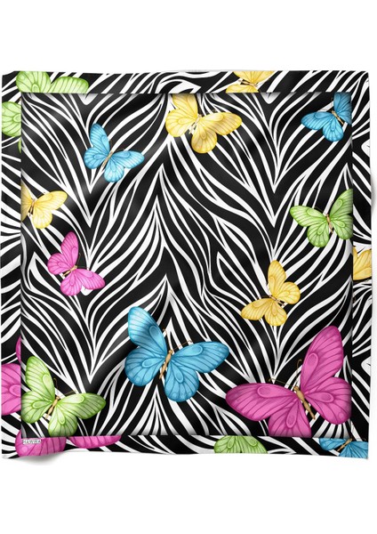 Zebra & Kelebek Desenli Bandana Fular