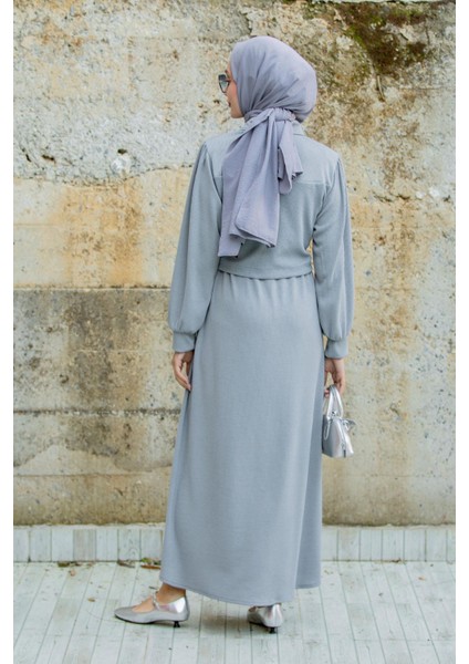 Missa Fitilli Ceket Jile Elbiseli Takım-Gri modelleri