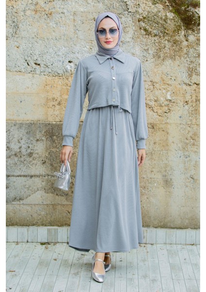 Missa Fitilli Ceket Jile Elbiseli Takım-Gri fırsatları