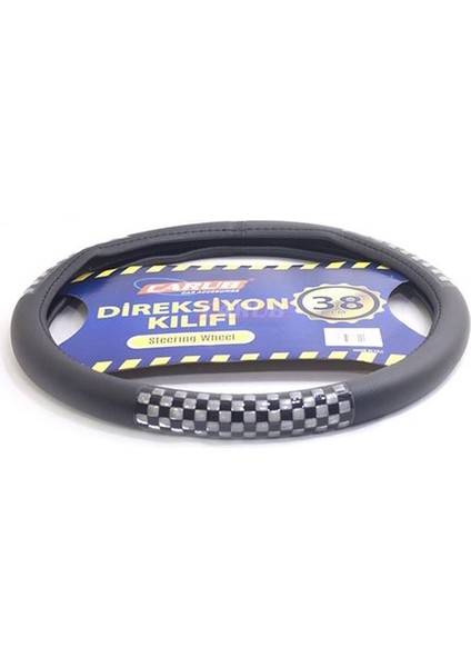 Carub Direksiyon Kılıfı 38CM Siy-Bey Dama Fosforlu