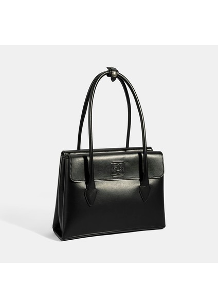 Kadın Siyah Monogram Baskılı Deri Omuz Çantası fiyatları