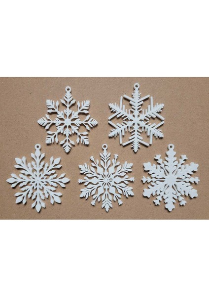 Beyaz Kar Tanesi Seti, 5 Parçalı, Güzel ve Şık Yılbaşı Dekorasyonu Için Ideal. modelleri