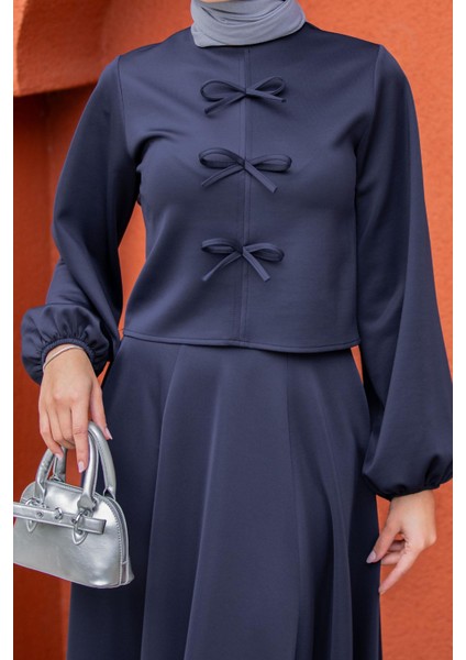 Fiyonk Detaylı Pufy Dalgıç Etek Bluz Takım-Laci fiyatları