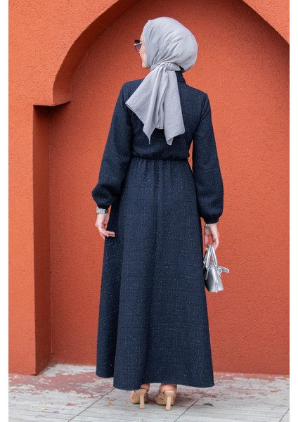 Tüvit Ekoseli Yan Bağlamalı Elbise-Laci fırsatları