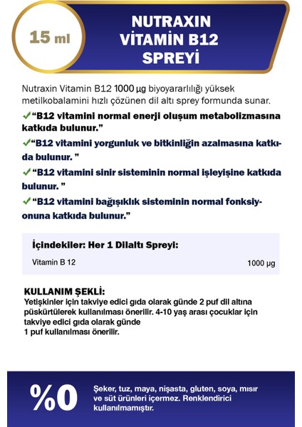 Vitamin B12 Sprey 15 ml fiyatları