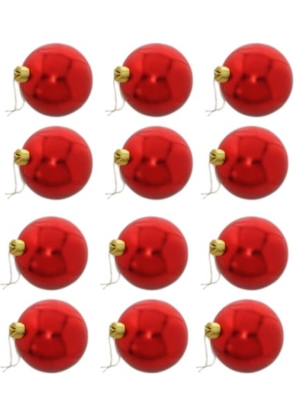 Kırmızı 12 Adet Yılbaşı Süsleri, 4cm, Parlak ve Şık Dekorasyon Için Ideal