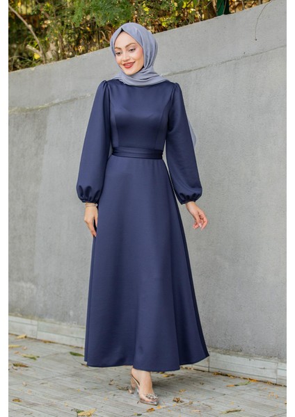 Luvi Pufy Dalgıç Balon Kollu Elbise-Laci