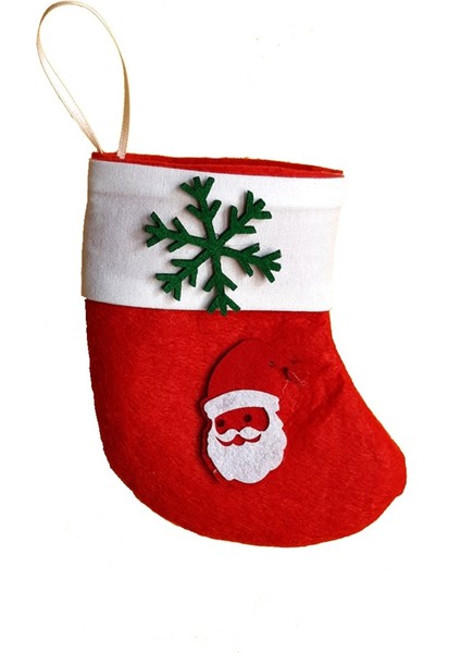 Kırmızı Keçe Yılbaşı Süsü: Noel Baba, Geyik ve Çam Ağacı Figürleri