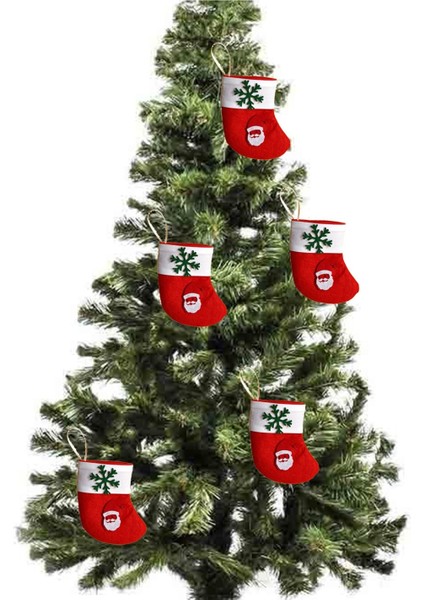 Kırmızı Keçe Yılbaşı Süsü: Noel Baba, Geyik ve Çam Ağacı Figürleri modelleri