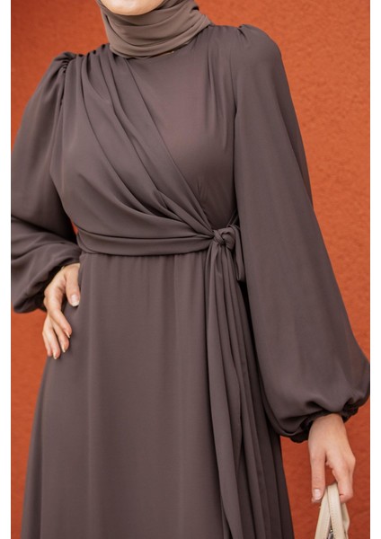 Narin Mat Şifon Tesettür Abiye-Kahve fiyatları