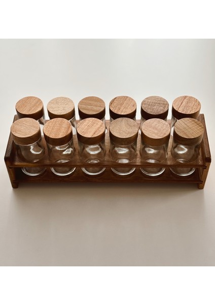 12'li Akasya Kapaklı Standlı Cam Baharatlık fiyatları