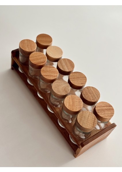 12'li Akasya Kapaklı Standlı Cam Baharatlık indirimleri