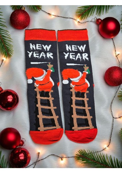 - Yılbaşı Temalı Unisex Çorap – Desenli Özel Tasarım (Hediye Paketli)