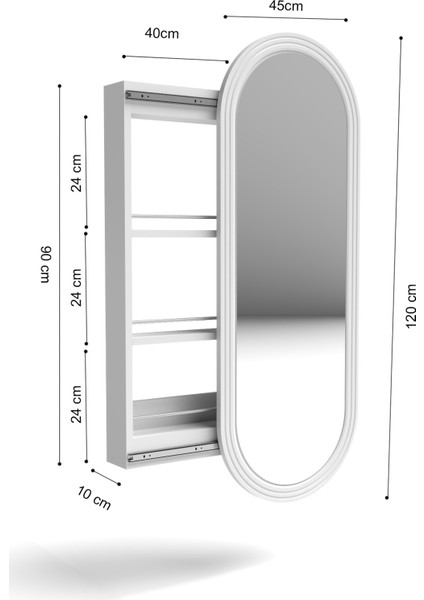 Çok Amaçlı Aynalı Takı Dolabı Mdf Kapak