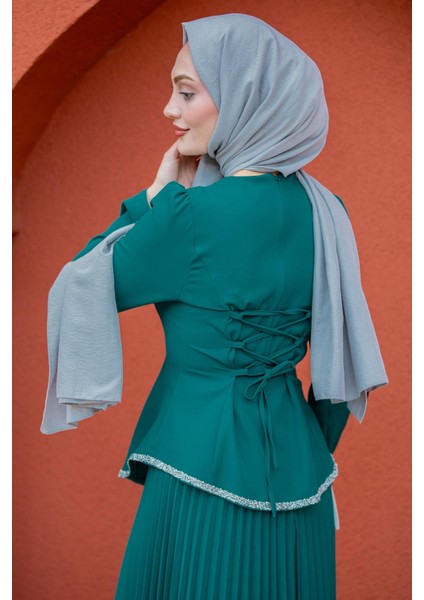 Queny Asil Bluz Etek Abiye Takım-Petrol fiyatları