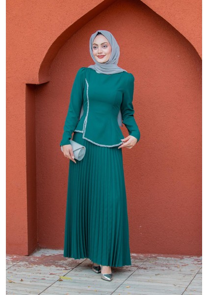 Queny Asil Bluz Etek Abiye Takım-Petrol fırsatları