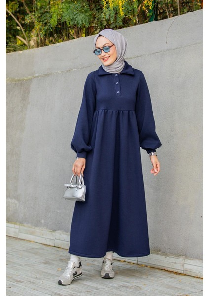 Yakalı Üç Iplik Spor Robalı Elbise-Laci