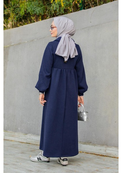 Yakalı Üç Iplik Spor Robalı Elbise-Laci modelleri