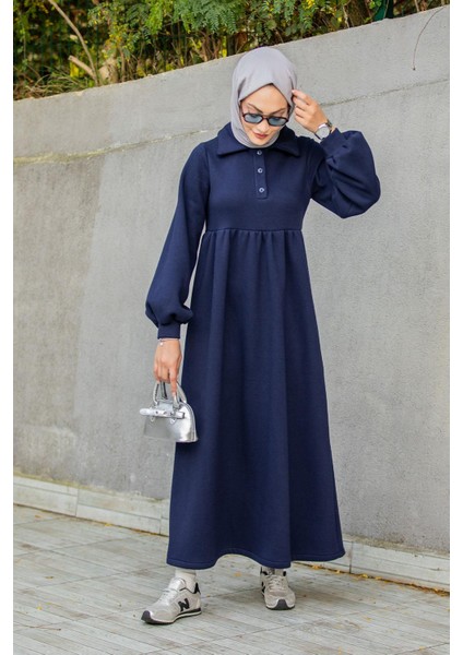 Yakalı Üç Iplik Spor Robalı Elbise-Laci fırsatları