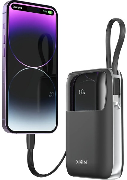 Ultra Hızlı 20000MAH Güç Bankası | Dahili Kablolar 22.5W Dijital Ekranlı USB ve 20W Usb-C Güç Dağıtımı Powerbank