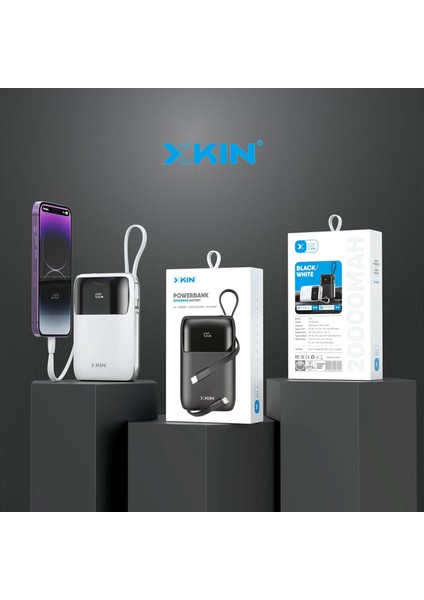 Ultra Hızlı 20000MAH Güç Bankası | Dahili Kablolar 22.5W Dijital Ekranlı USB ve 20W Usb-C Güç Dağıtımı Powerbank indirimleri