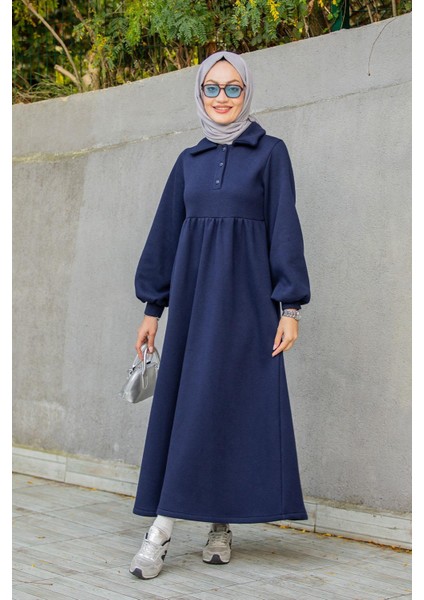 Yakalı Üç Iplik Spor Robalı Elbise-Laci indirimleri