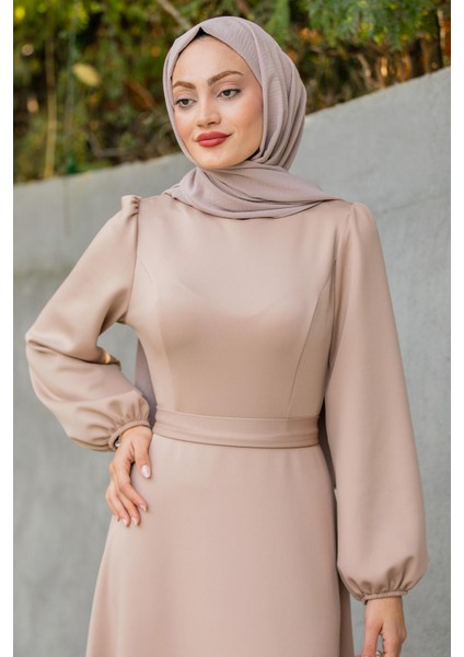 Luvi Pufy Dalgıç Balon Kollu Elbise-Vizon fiyatları