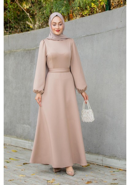 Luvi Pufy Dalgıç Balon Kollu Elbise-Vizon modelleri