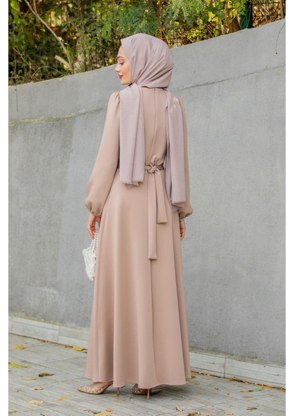 Luvi Pufy Dalgıç Balon Kollu Elbise-Vizon fırsatları