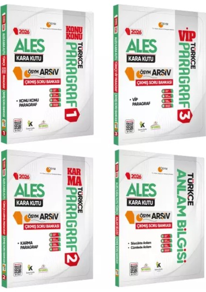 2026 Ales Türkçe Kara Kutu Ösym Çıkmış Soru Bankası 4lü Set Konu Özetli Dijital Çözümlü
