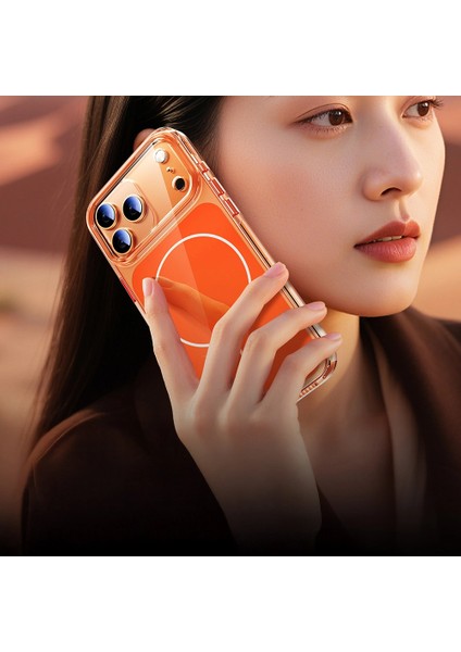iPhone Uyumlu 17 Pro Kılıf Zore M-Safe Şarj Özellikli Şeffaf Kamera Kontrol Butonlu Lugano Kapak modelleri