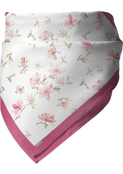 Pembe Çiçek Desenli Bandana Fular modelleri
