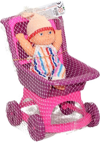 Oyuncak Çekçekli Puset ve Bebek – 25 cm Puset, 20 cm Bebek, Renkli Kıyafetli Mini Bebek Seti