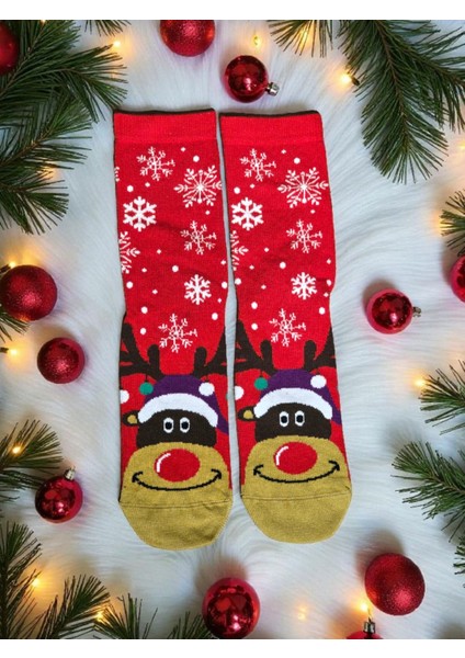 - Yılbaşı Temalı Unisex Çorap – Desenli Özel Tasarım (Hediye Paketli)