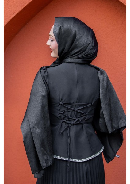 Queny Asil Bluz Etek Abiye Takım-Siyah fiyatları