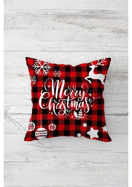 Beyaz Çam Ağacı ve Geyik Temalı Yılbaşı Kırlent Kılıfı Takımı (4'lü) modelleri