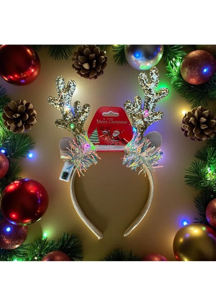 Işıklı Geyik Boynuzu Yılbaşı Taçı, Led’li Noel Parti Tacı fırsatları