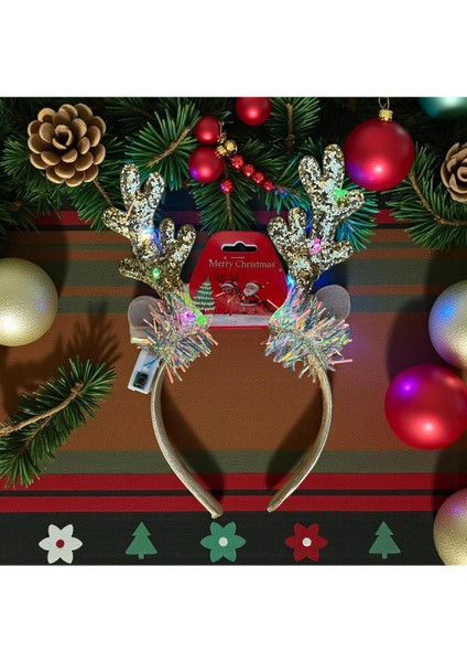 Işıklı Geyik Boynuzu Yılbaşı Taçı, Led’li Noel Parti Tacı