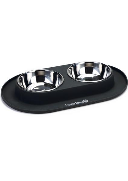Mtxdpn Beeztees Köpek Ikili Mama ve Su Kabı, Paslanmaz Çelik, 40X24CM, 2X500ML