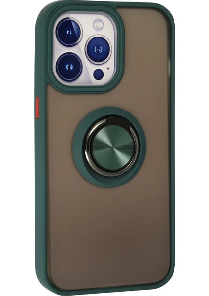 MYT09 iPhone 13 Pro Kılıf Montreal Yüzüklü Silikon Kapak - Yeşil modelleri
