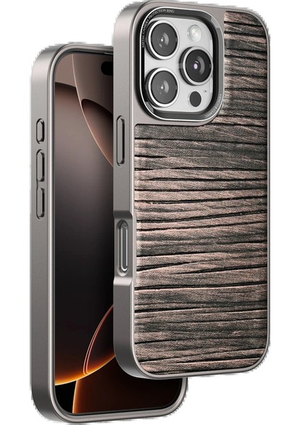 MYT09 iPhone 16 Pro Wave Kapak - Kahverengi