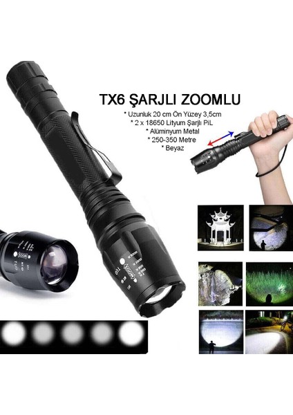 Profesyonel Tx6 Şarjlı Zoomlu El Feneri WT-241