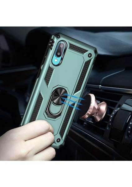 MYT09 Samsung Galaxy A02 Kılıf Sofya Yüzüklü Silikon Kapak - Yeşil