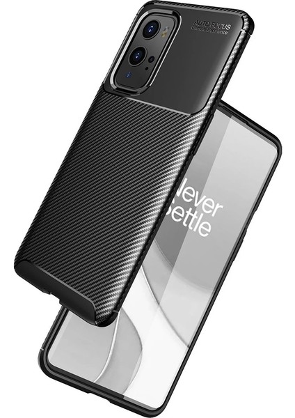 MYT09 One Plus 9 Pro Kılıf Auto Focus Karbon Kapak - Siyah