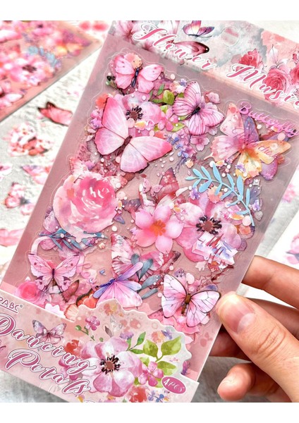 Pembe Rüya Kelebek & Çiçek Sticker Seti 4 Yaprak Sticker Set/etiket/çıkartma/bullet Journal indirimleri